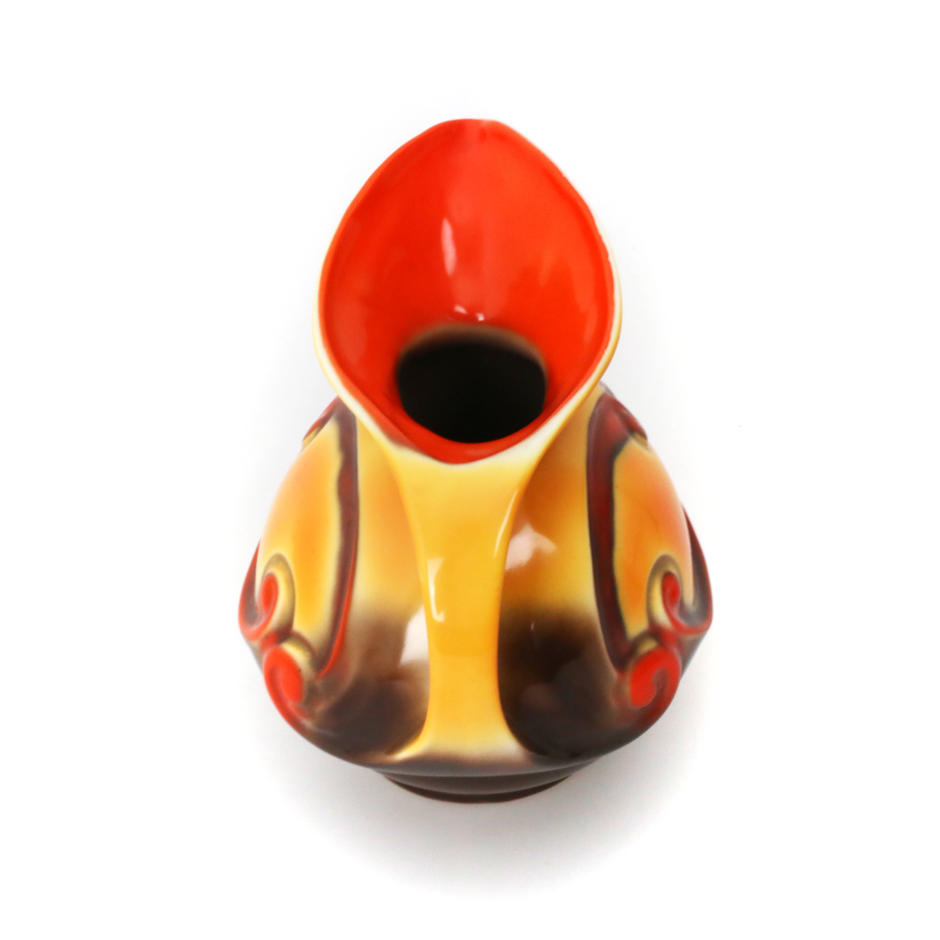 Royal Mosa Snavelkan 1920s Art Deco geel oranje bruin - Afbeelding 6