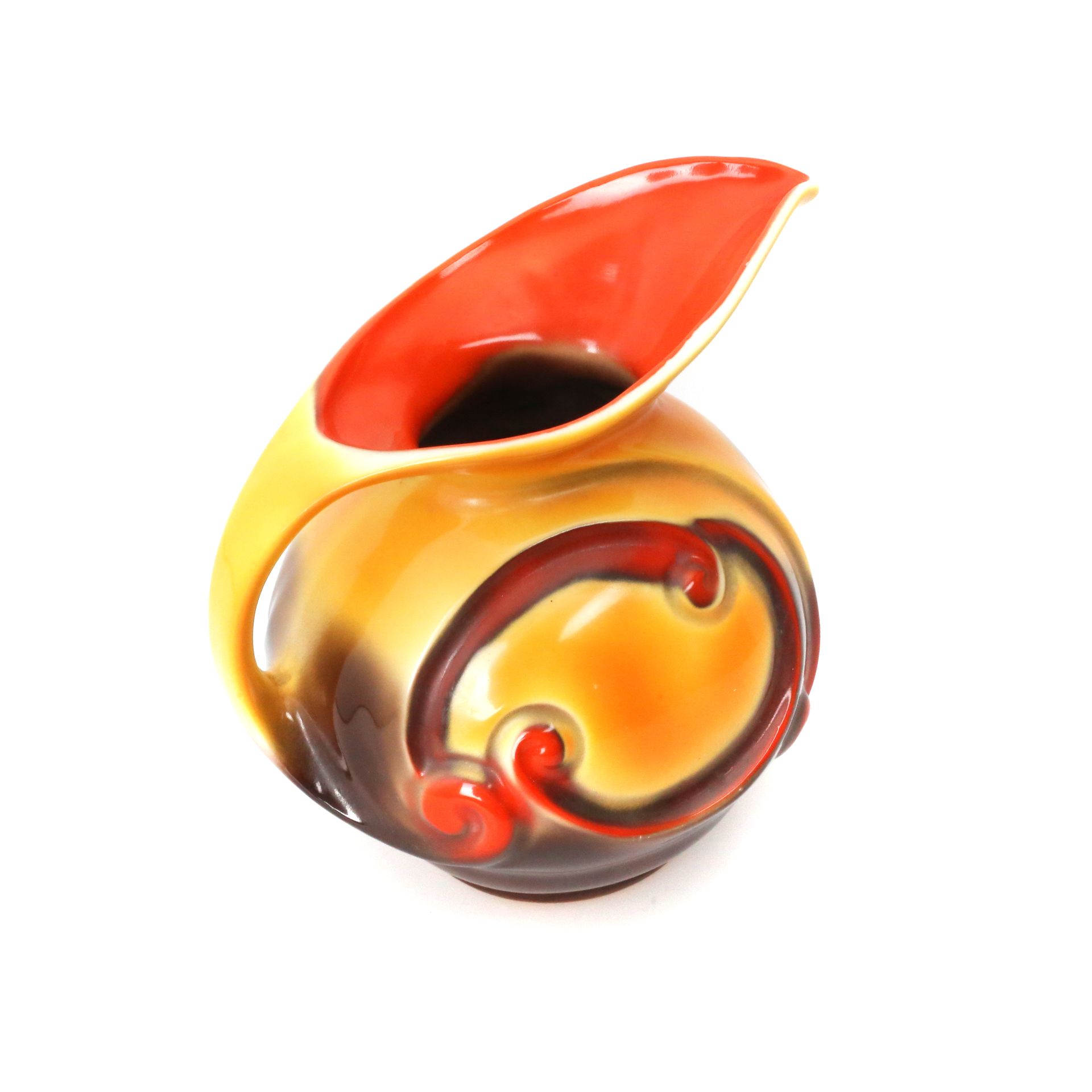 Royal Mosa Snavelkan 1920s Art Deco geel oranje bruin - Afbeelding 5