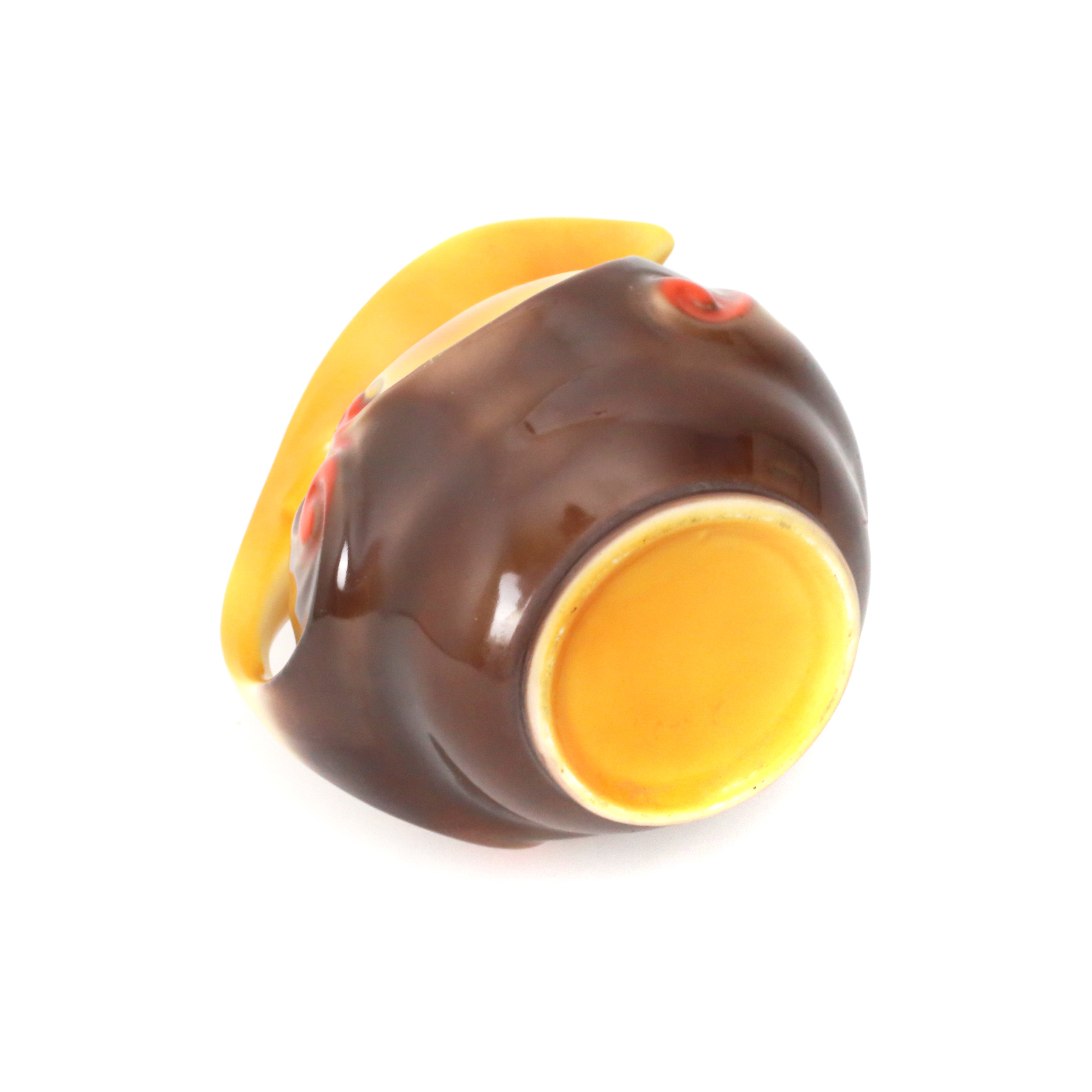 Royal Mosa Snavelkan 1920s Art Deco geel oranje bruin - Afbeelding 2