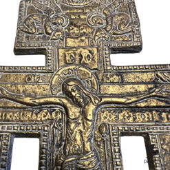 Russisch orthodox bronzen kruis – Oudgelovig – 1820-1860 – Groot huisaltaarkruis met Golgotha-iconografie 5