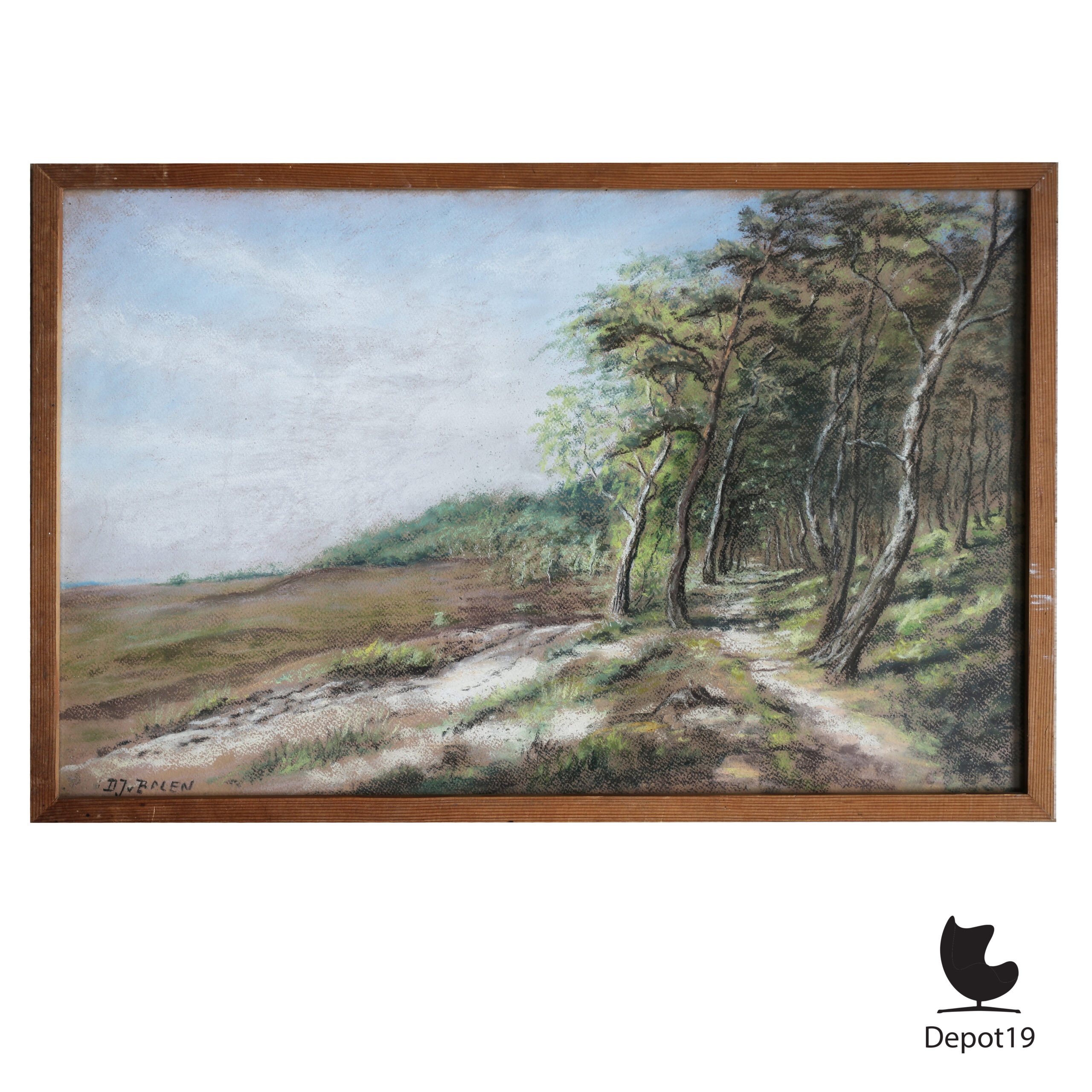 van Balen pasteltekening Rozendaalse Heide overzicht