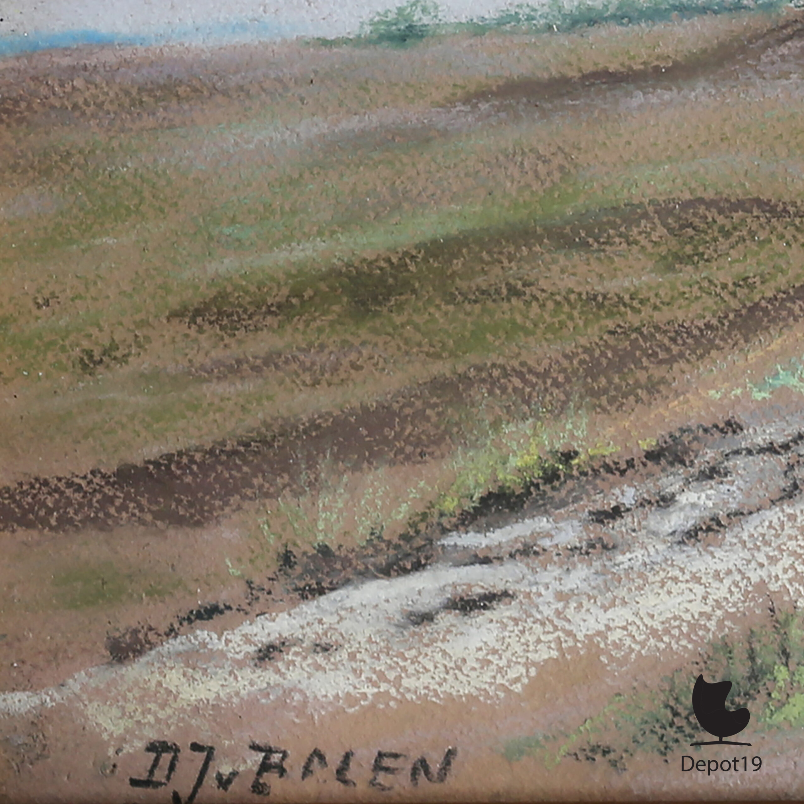 van Balen pasteltekening Rozendaalse Heide signature