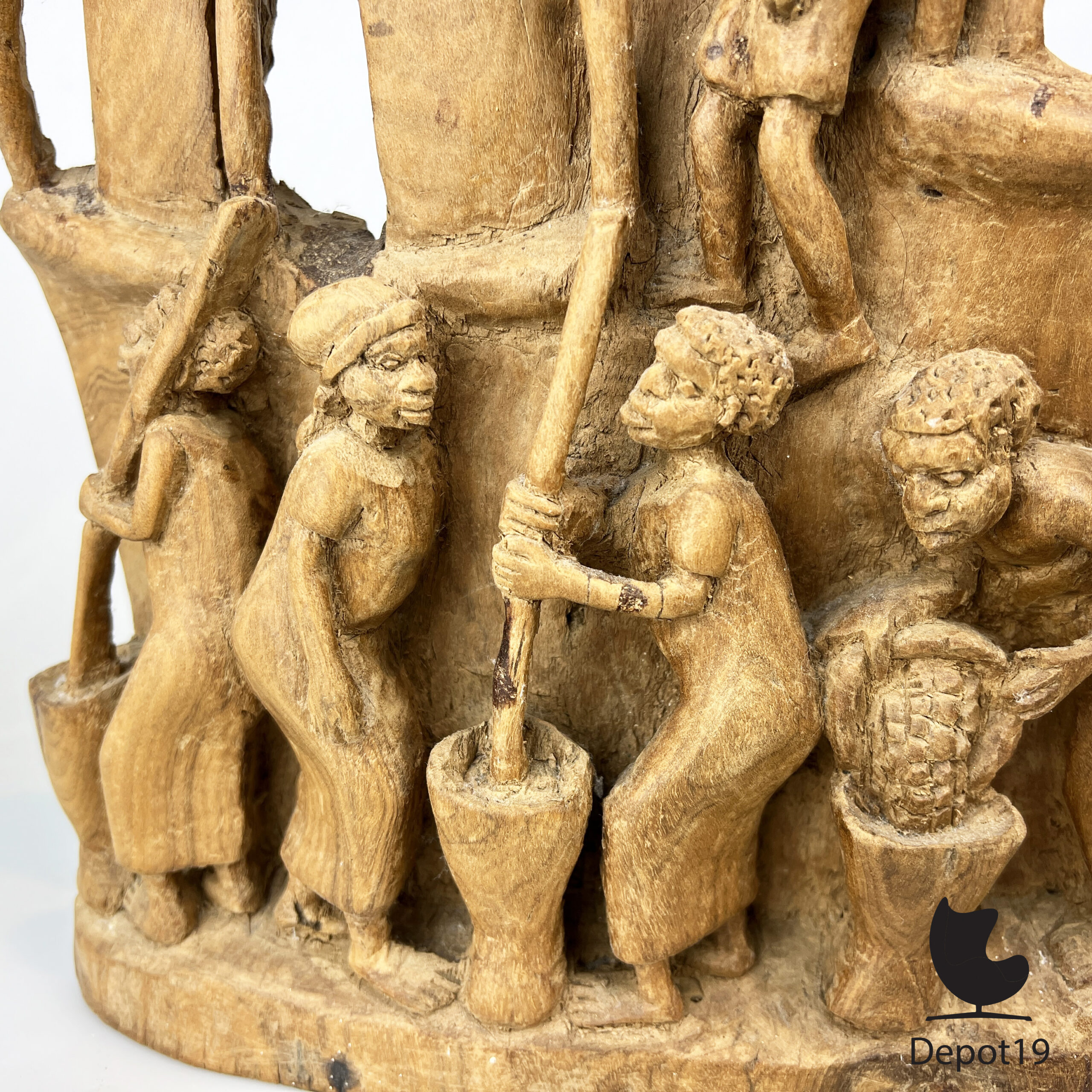 Ghanees Afrikaans Houtsnijwerk Dorpsleven 1960s