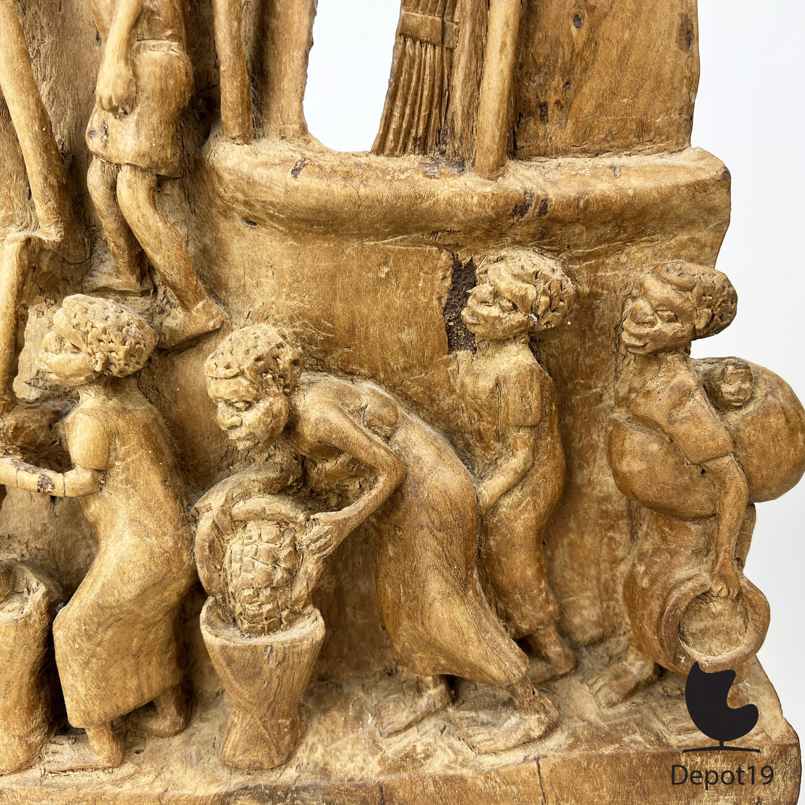 Ghanees Afrikaans Houtsnijwerk Dorpsleven 1960s