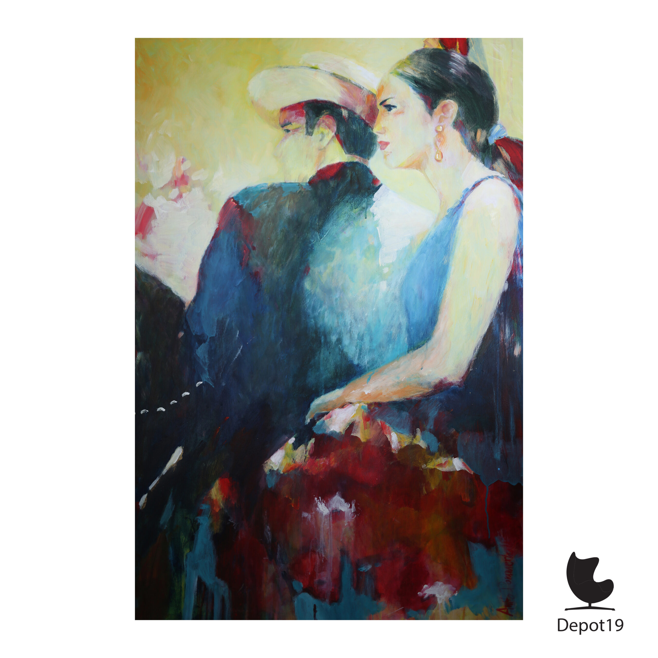 Anita Dommerholt Spaanse ruiter en dame te paard groot doek 120×80 2