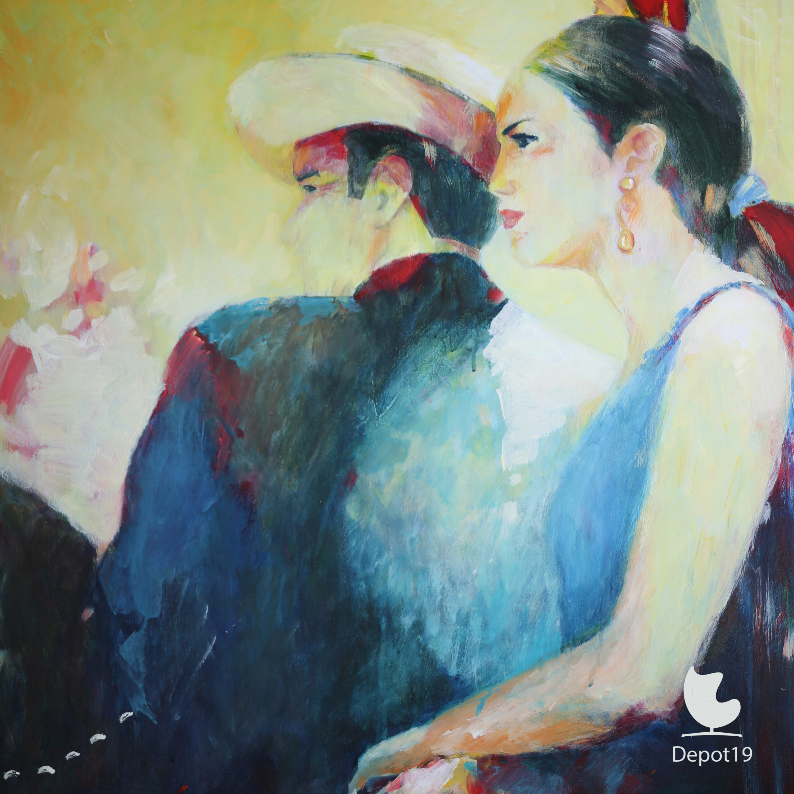 Anita Dommerholt Spaanse ruiter en dame te paard groot doek 120×80 4