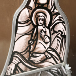 Annemiek Punt gebrandschilderd glas in lood Maria en Kind 1990s detail