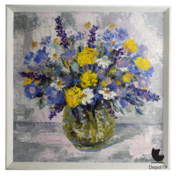 Béla Szilágyi schilderij bloemstilleven – olieverf paletmes op board Roemenië 1970s 1