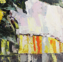 Béla Szilágyi schilderij zonnebloemen olieverf paletmes op board Roemenië 1970s 1