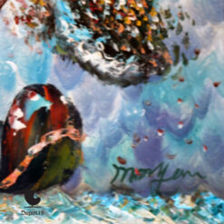 Brenda Polsky Morgan Childs schilderij Clown met paraplu olieverf 1970s signature