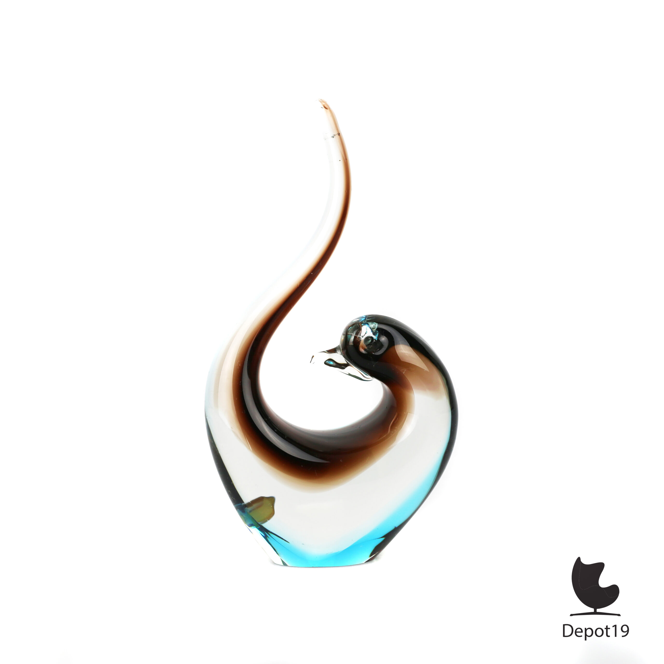 FM Ronneby glazen vogel Zweden handgeblazen studioglas ca1960 wit