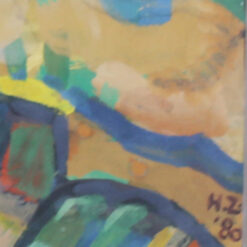 Henk Zweerus Landschap Frankrijk Gouache 1980 signature