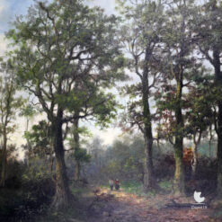 Hermanus Johannes Veger Bospad met twee wandelaars bomen