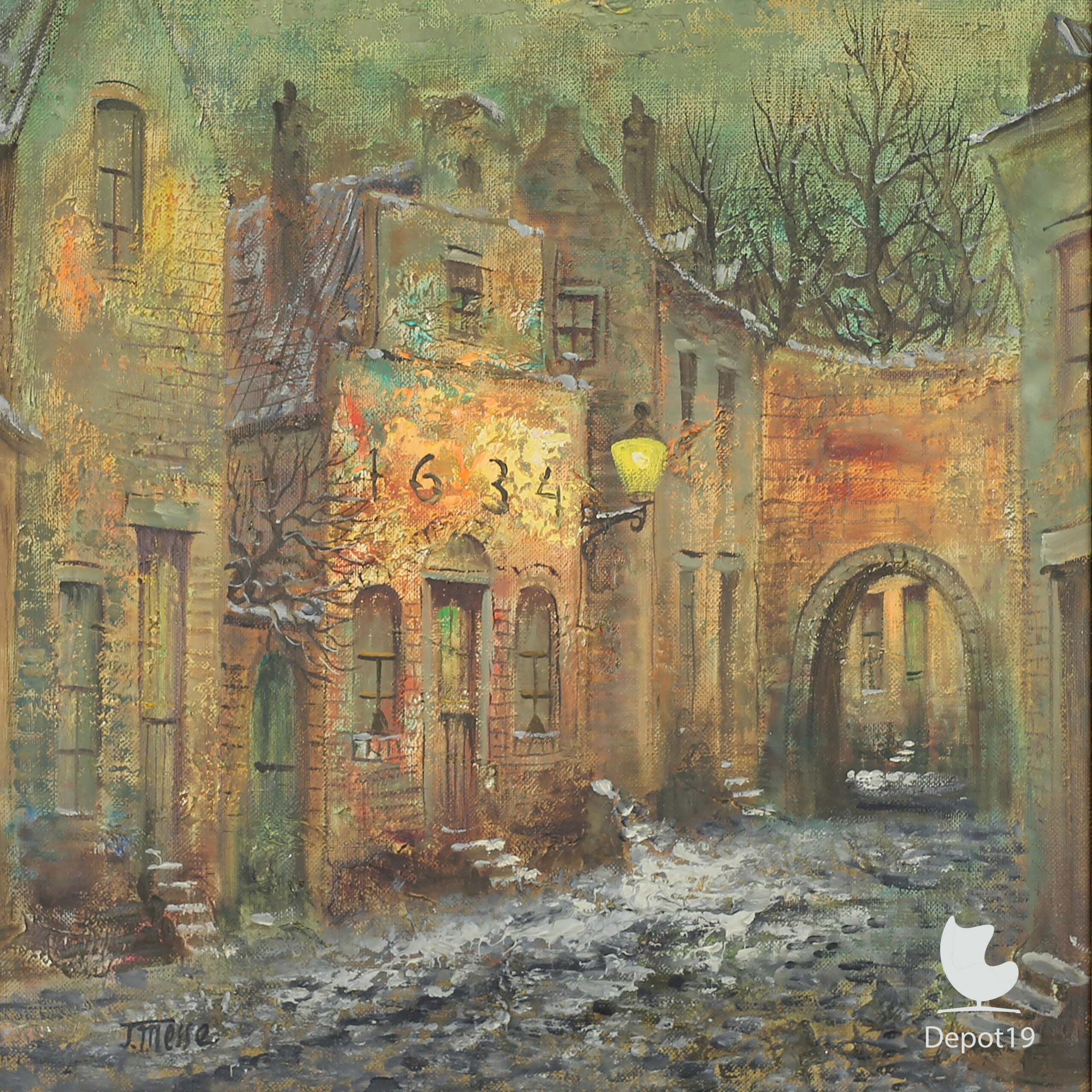 Jacob van der Messe schilderij Oud Hollands straatje 1970s detail 2