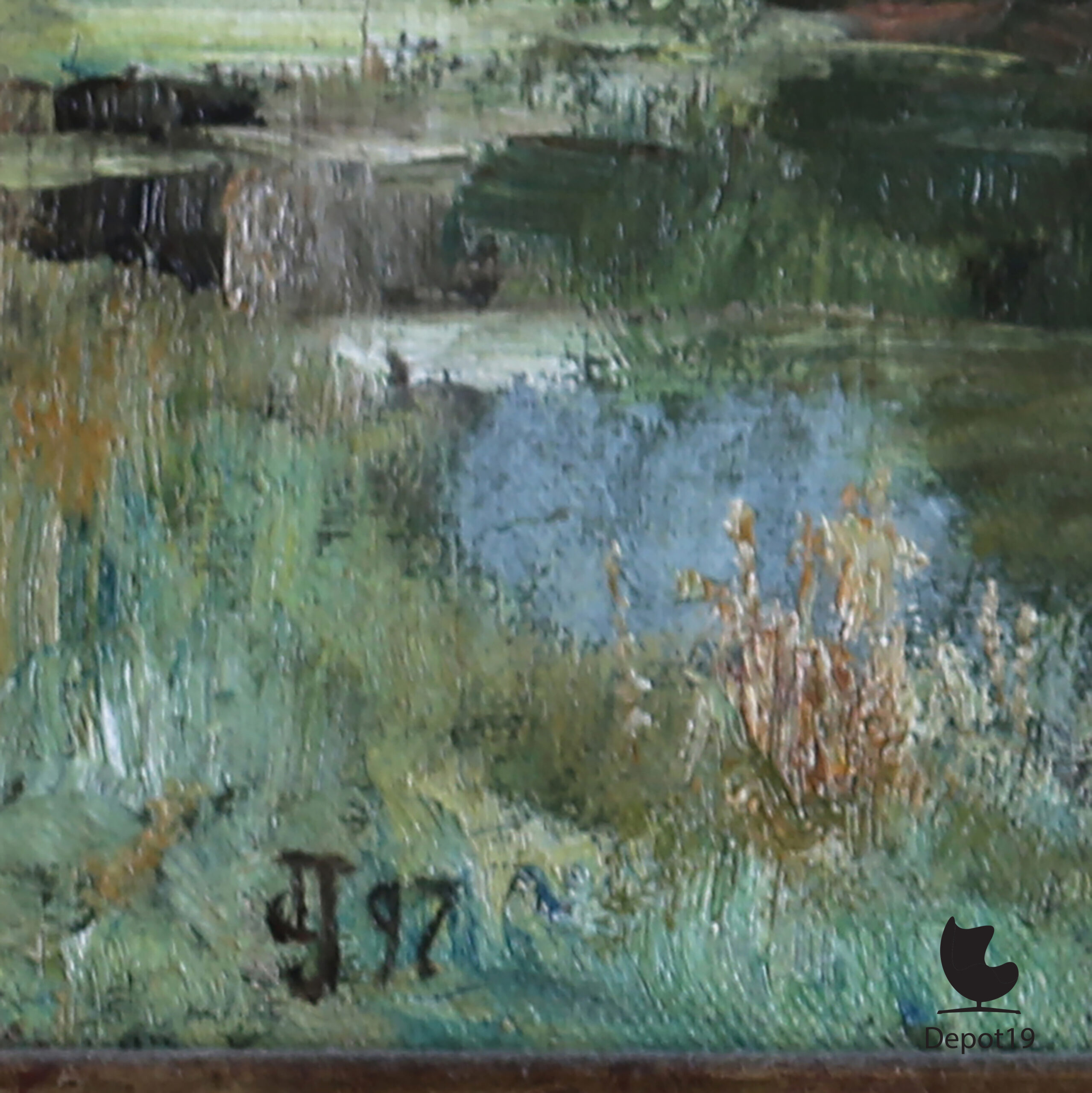 Johan Antonie de Jonge Tuinieren Olieverf 1897 signature