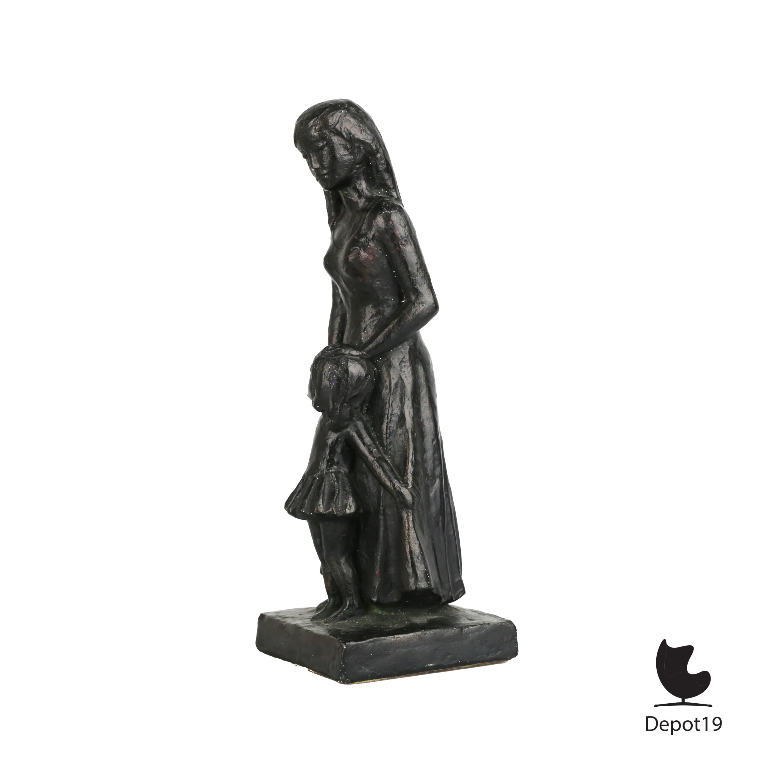 Leonardo Art Moeder kind gesigneerd bronsafwerking gips 1967 zij 2