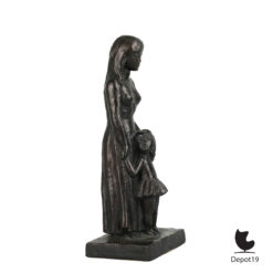 Leonardo Art Moeder kind gesigneerd bronsafwerking gips 1967 side