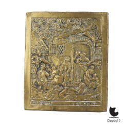 Ostade Koperreliëf De Vioolspeler naar Adriaen van Ostade ca1950 1