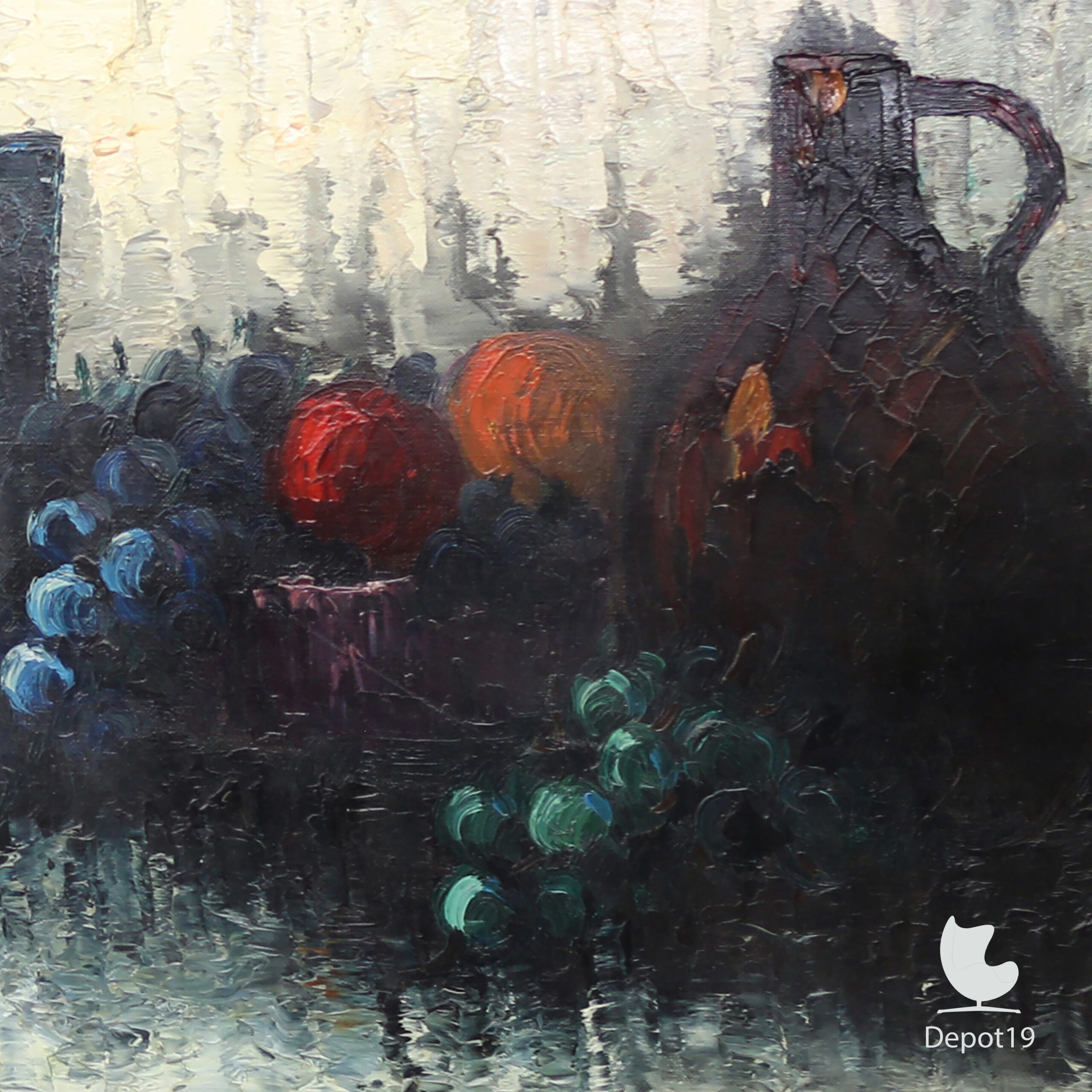 Peter Brouwer Stilleven met boeken en fruit Olieverf op doek 1970s 3