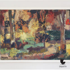 Piet Zwiers Het Bospad olieverf schilderij landschap 1950s 2