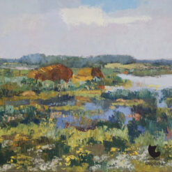 Piet Zwiers Weerribben landschap schilderij olieverf op doek Giethoorn 1950s 3