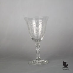 Rogaska Venetiaans gegraveerd kristalglas met bladmotief ca 1980s 4