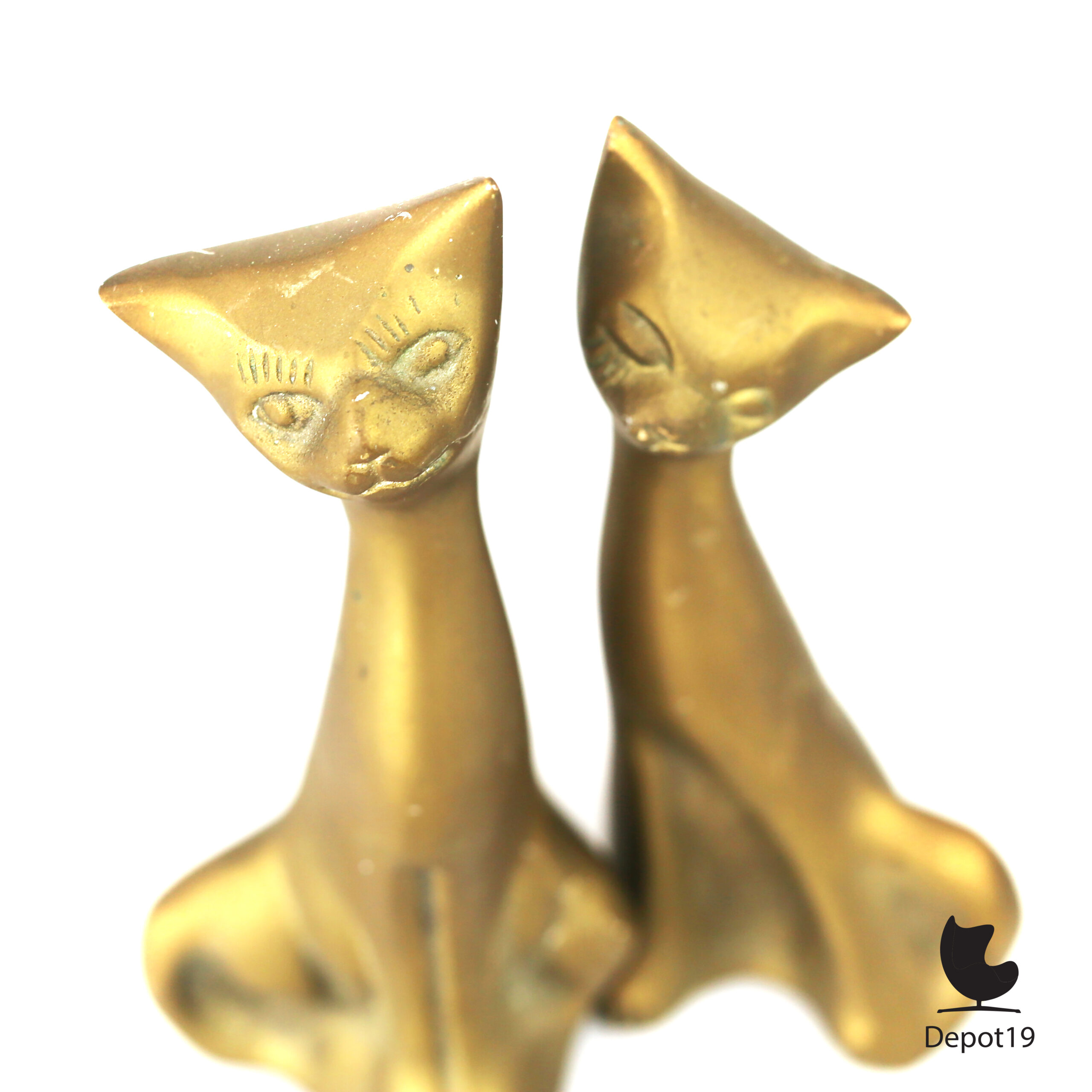 Set messing liefdeskatten sculpturen ca 1970