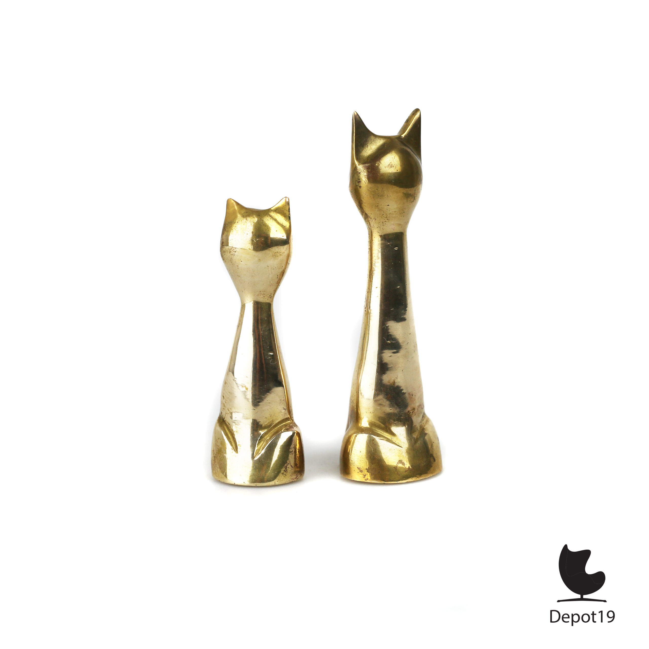 Set messing liefdeskatten sculpturen duo ca 1970 4