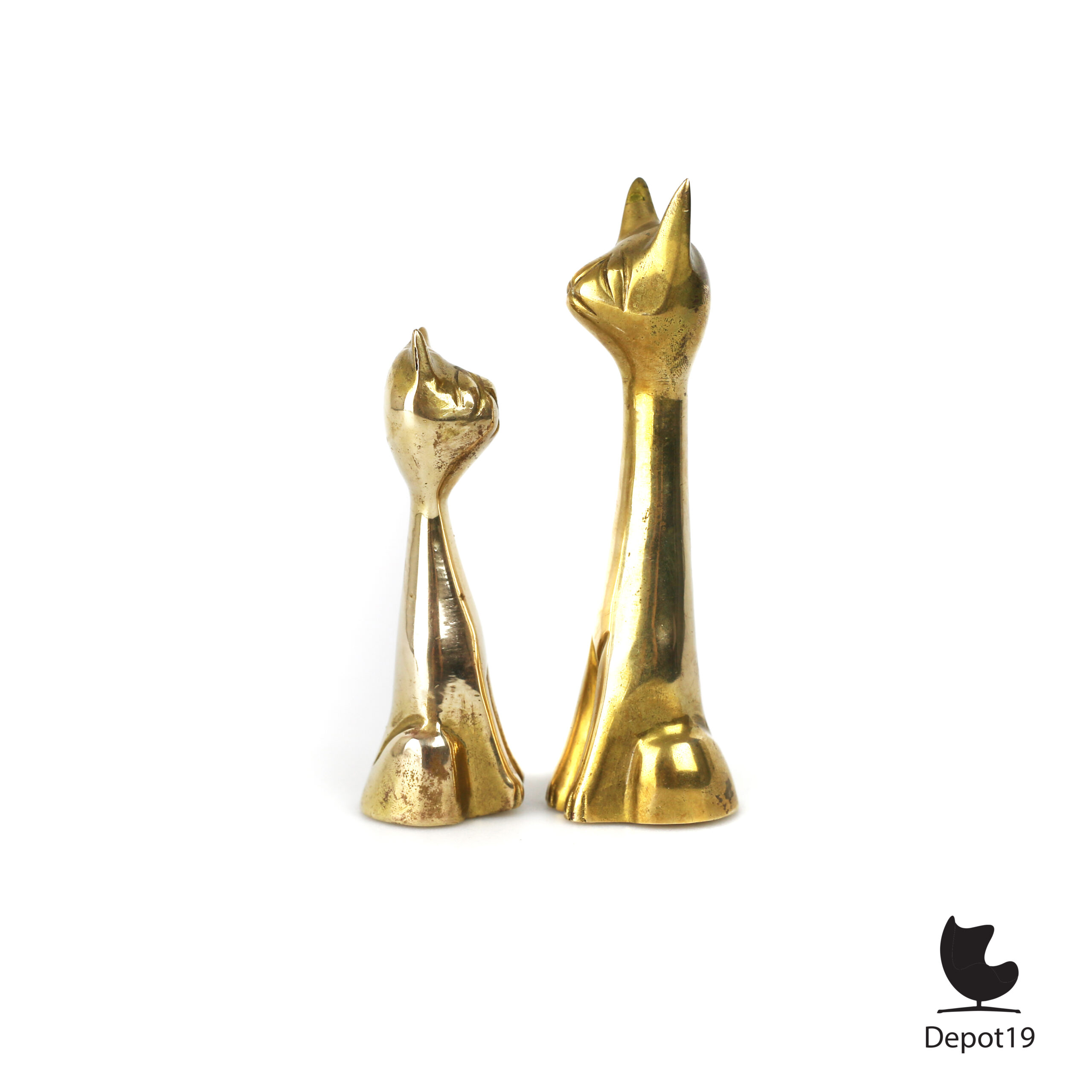 Set messing liefdeskatten sculpturen duo ca 1970 5