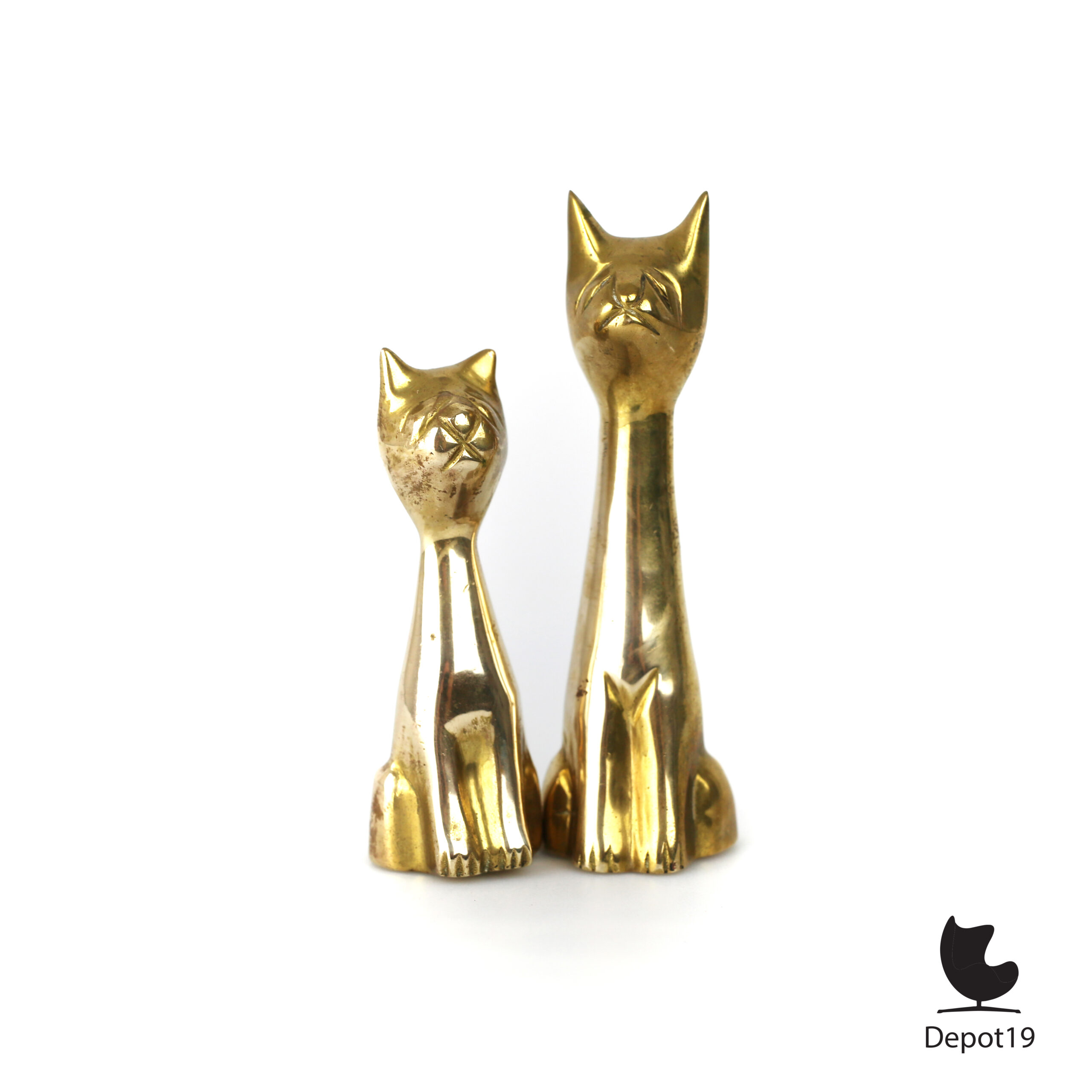 Set messing liefdeskatten sculpturen duo ca 1970 6