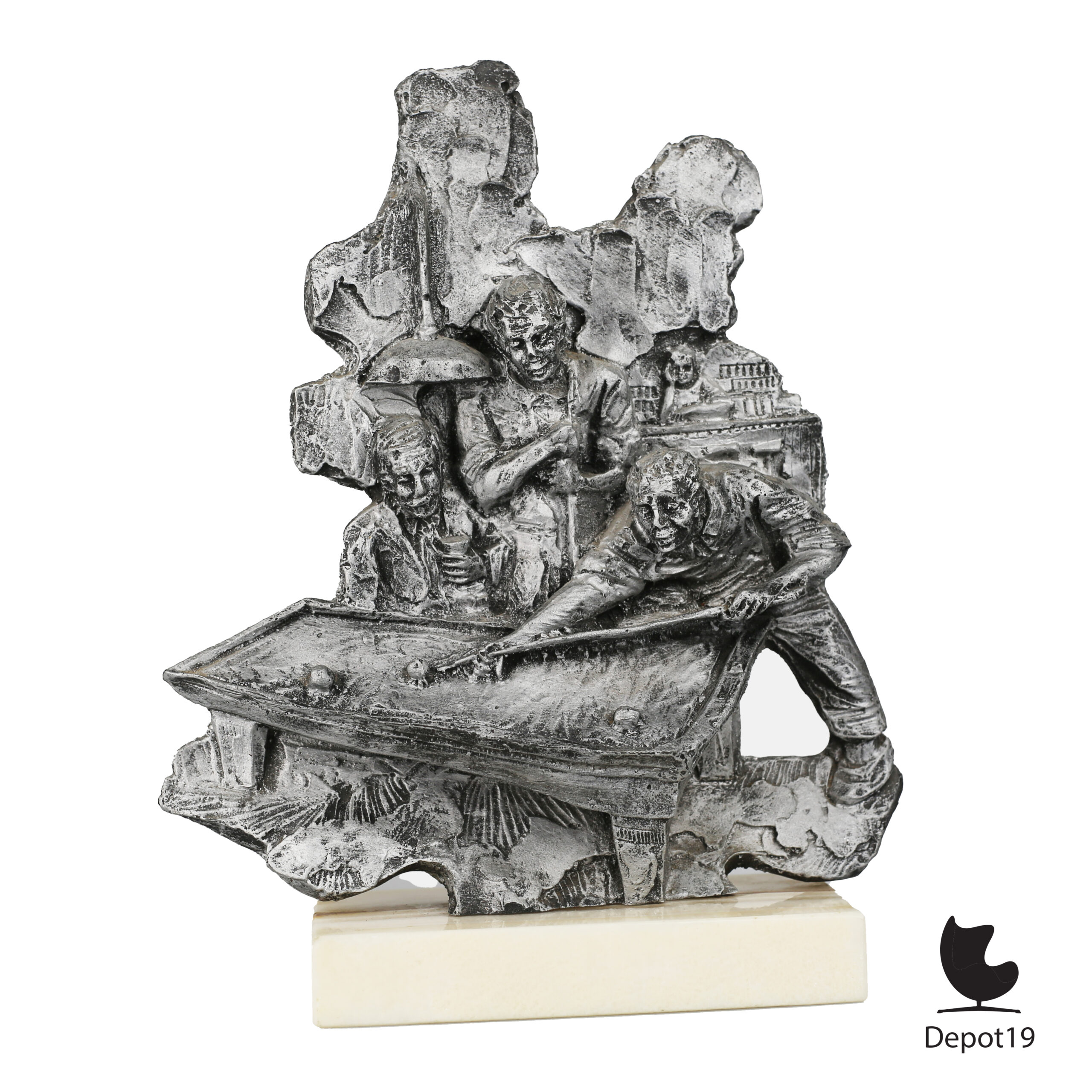 VBO Bar Biljartscene sculptuur Van Bergen Objects NL ca 1980