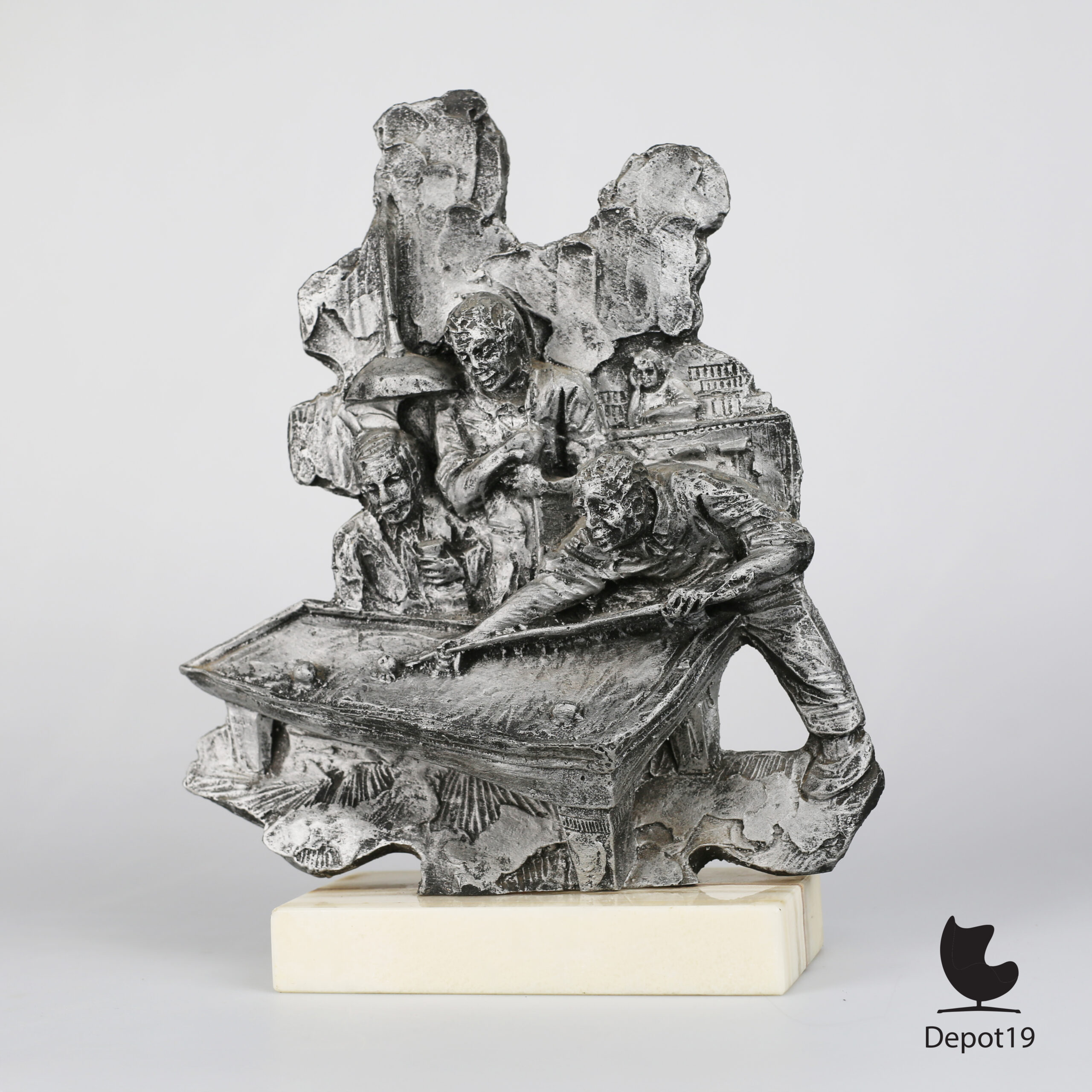 VBO Bar Biljartscene sculptuur Van Bergen Objects NL ca 1980 voor