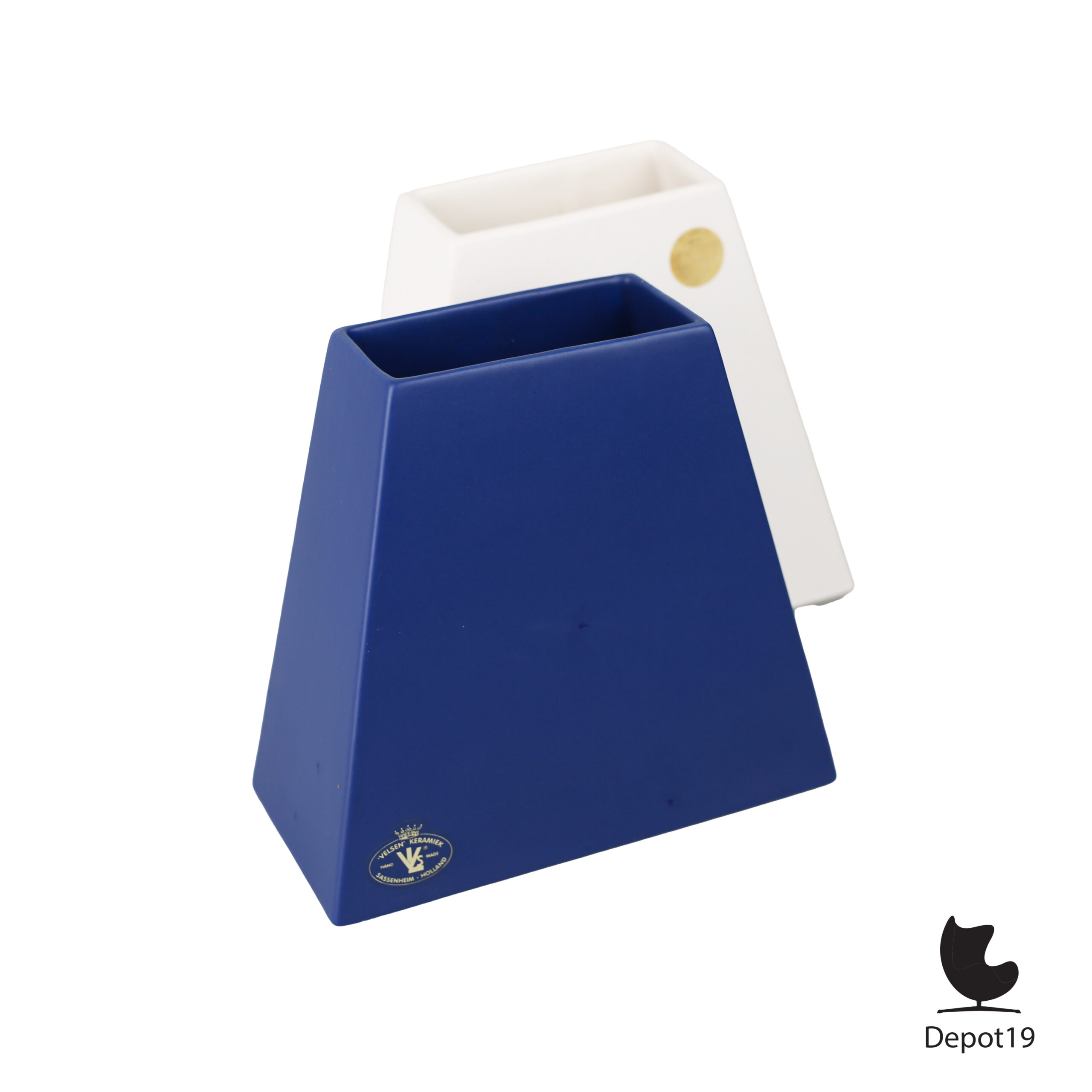 Velsen Studio blauwe vaas Nederland 1980 Post Modern design - Afbeelding 2