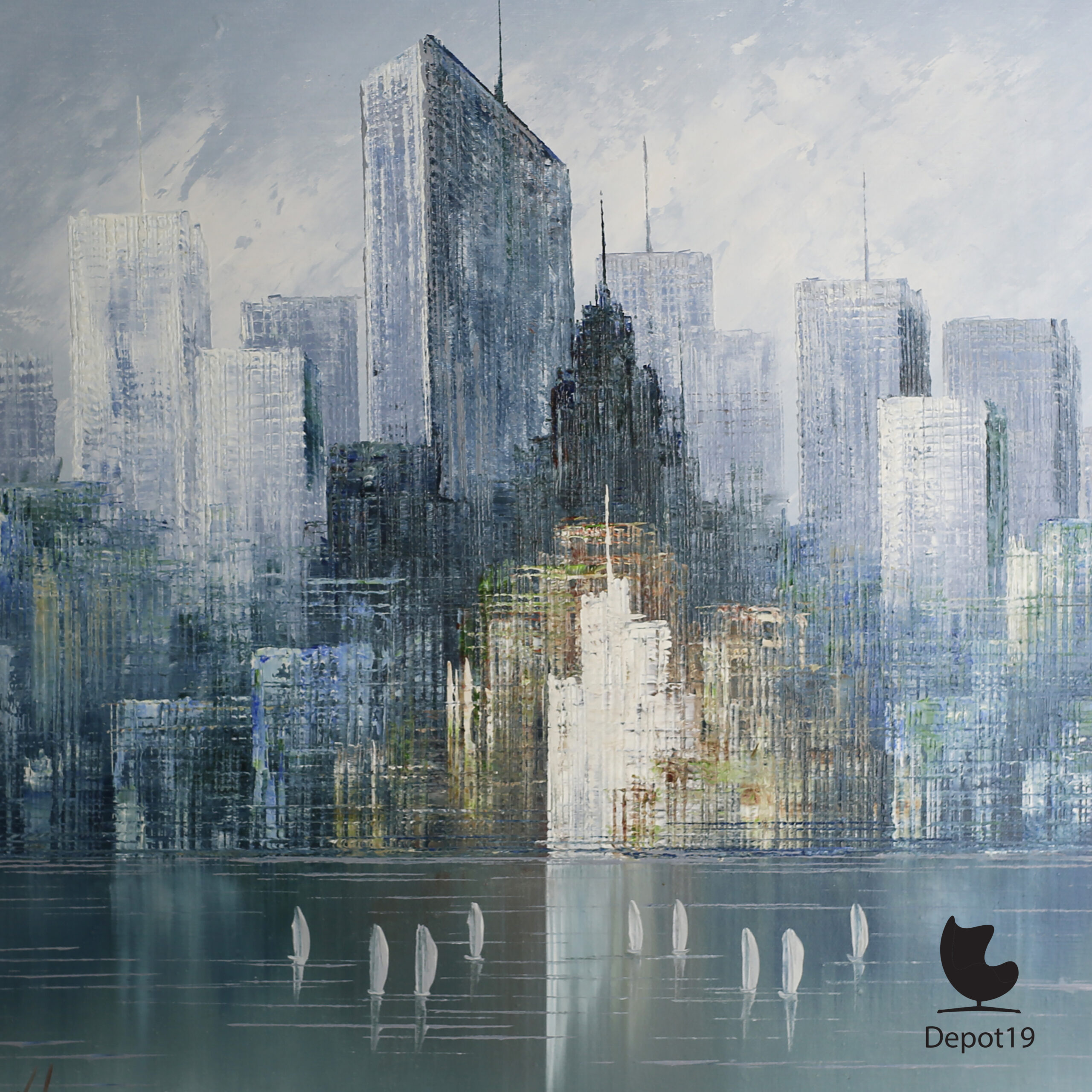 W Bonsall Skyline New York olieverf op doek detail 1