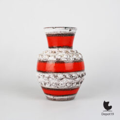 West Germany vaas Fat Lava rood oranje keramiek roodbruine klei 7