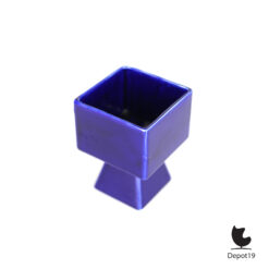 Afina Rijnsburg blokvaas keramiek blauw Nederlandse geometrische vaas jaren 70 2