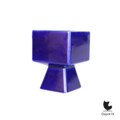 Afina Rijnsburg blokvaas keramiek blauw Nederlandse geometrische vaas jaren 70 1