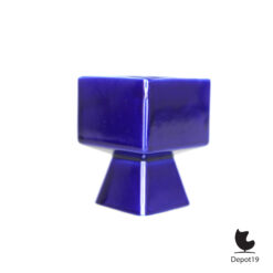 Afina Rijnsburg blokvaas keramiek blauw Nederlandse geometrische vaas jaren 70 3