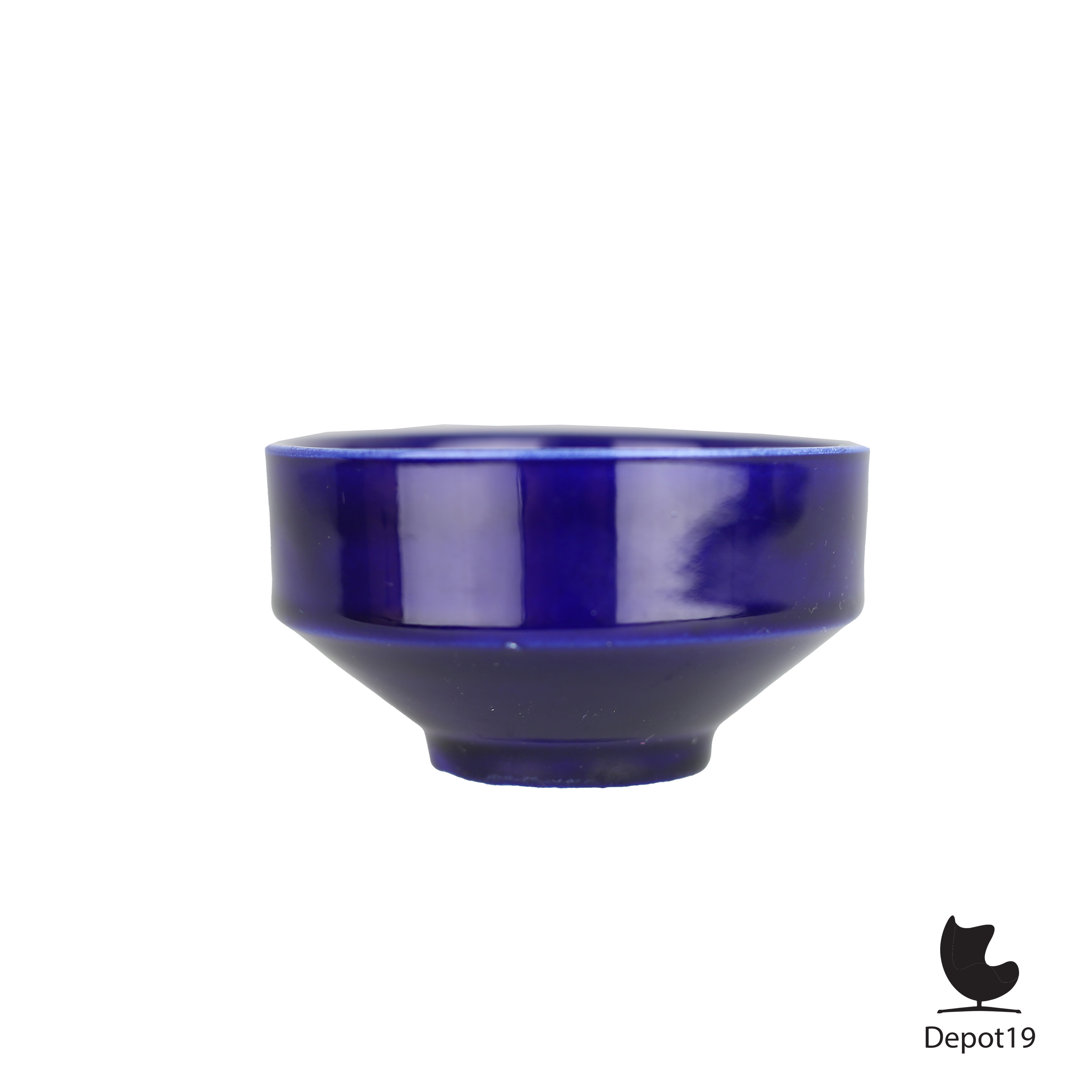 Afina Rijnsburg ronde vaas keramiek blauw 1970s 6