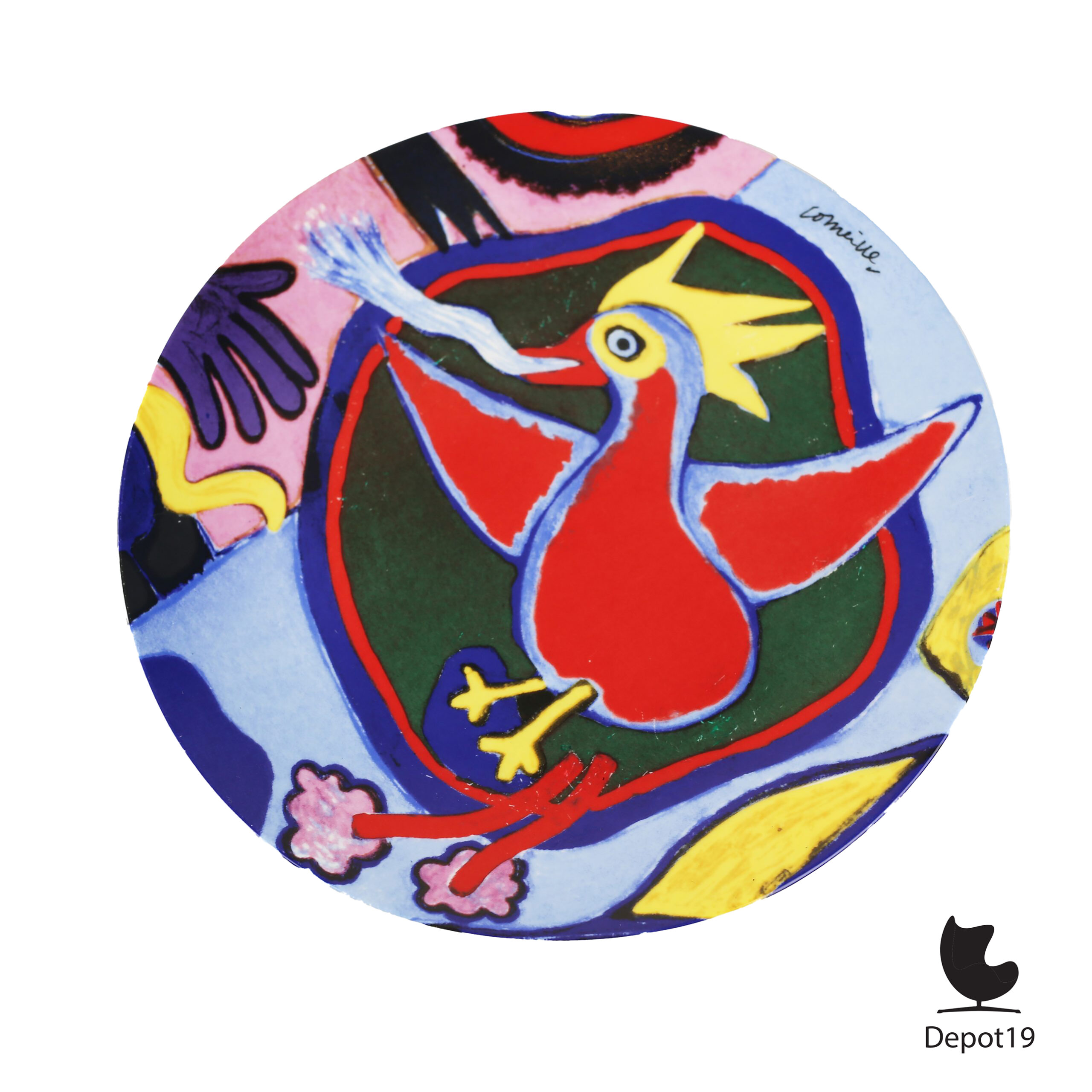 Art_plate_Phoenix_red_fire_bird_by_Corneille_COBRA_artist_vintage_design_classics_olst