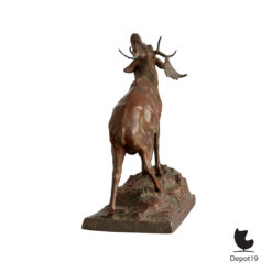 Bronzen hert Art Deco wildsculptuur roodbruin patina ca1900