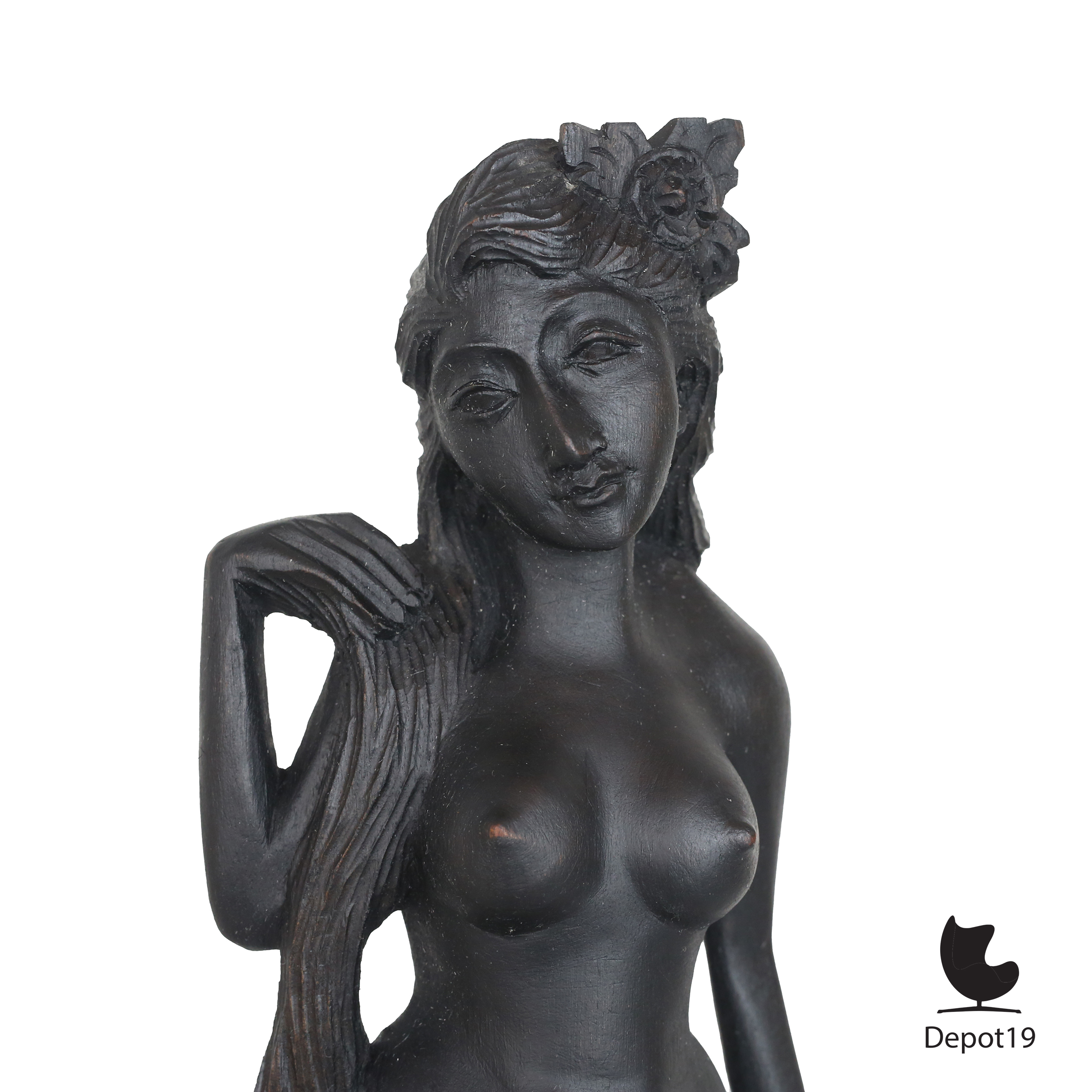 Gauguin stijl houten vrouwenbeeld gepatineerd Zuid-Azië ca 1960s 3