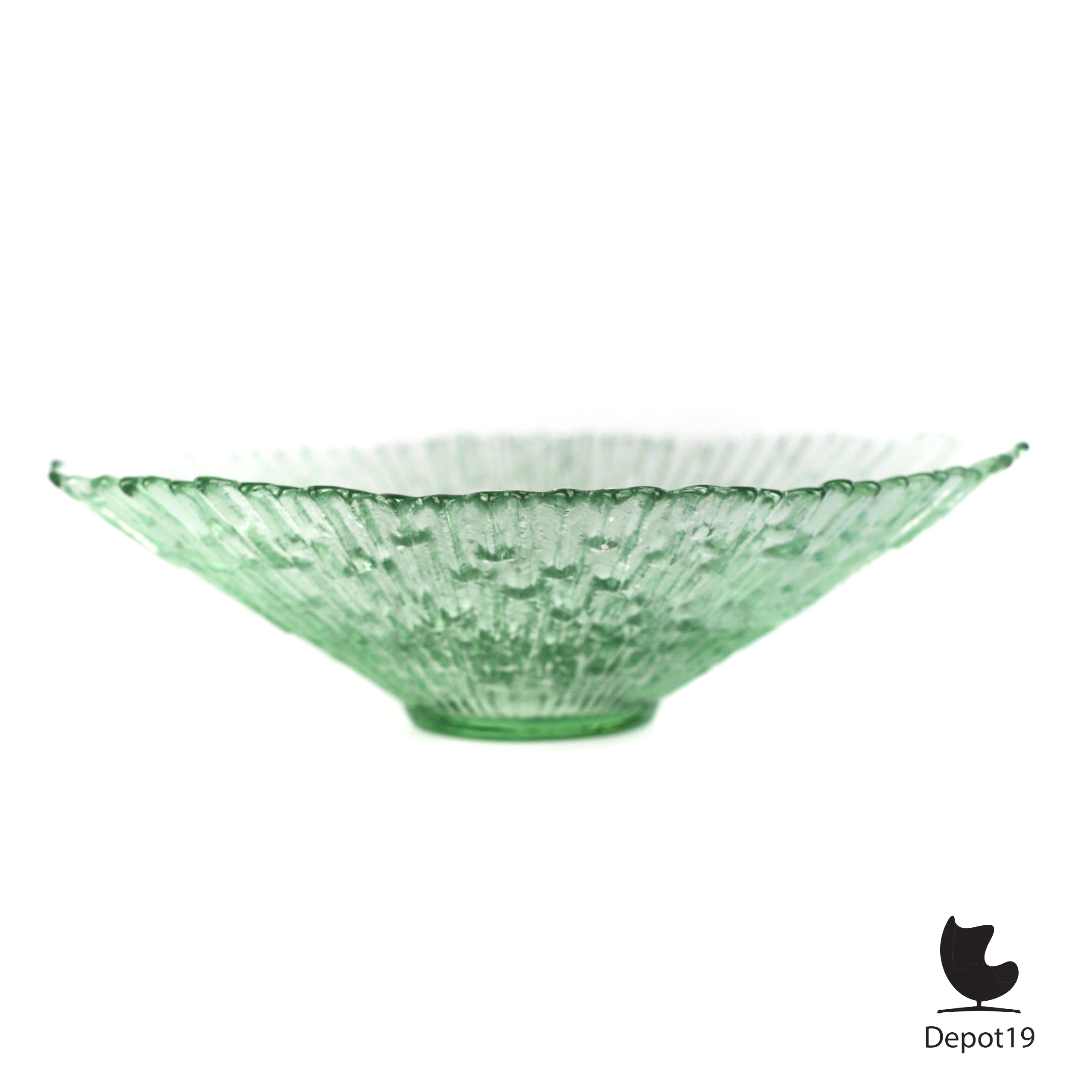 Humppila Tauno Wirkkala Revontulet groene glazen schaal ø39