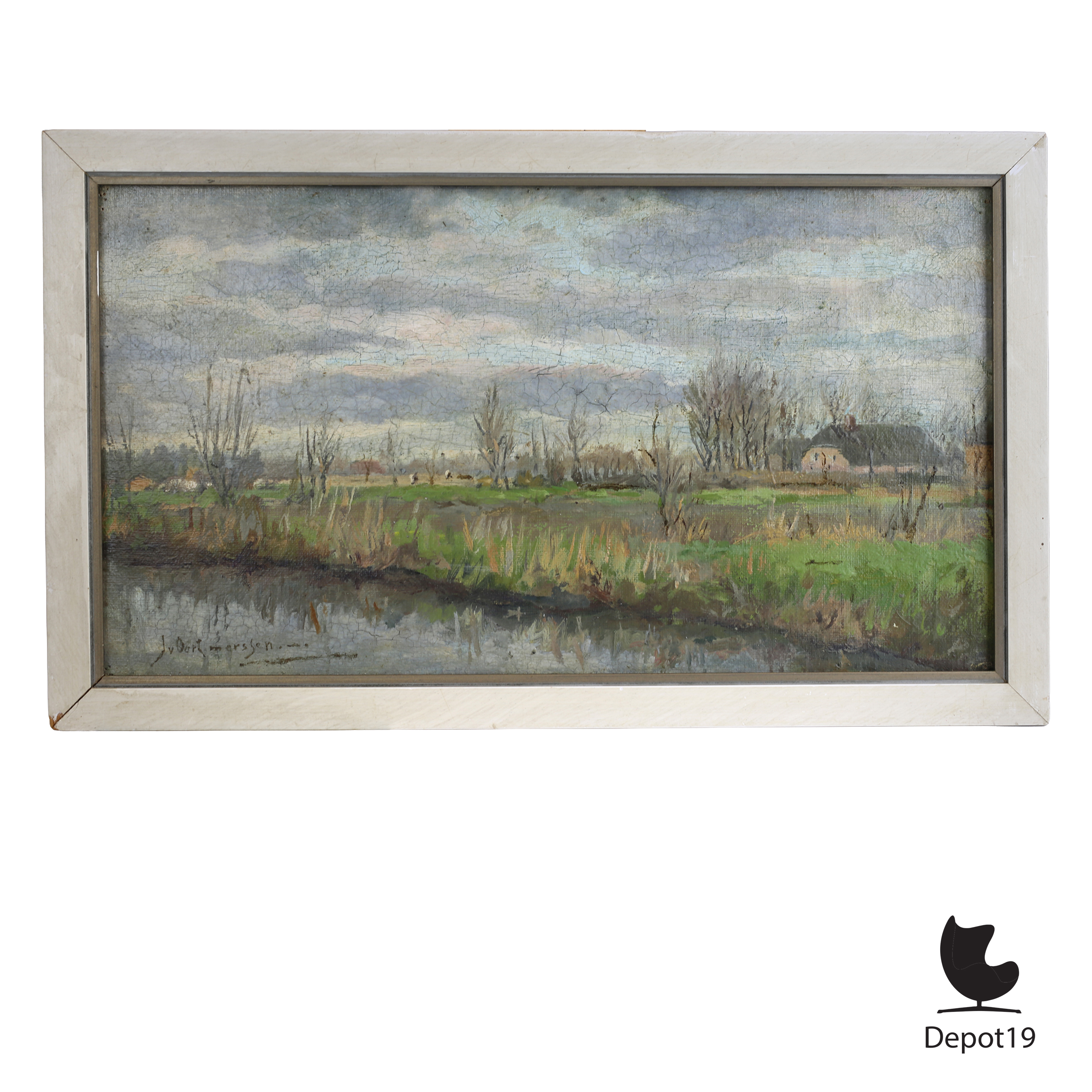 Jacobus van Oortmerssen olieverfschilderij landschap Overijssel rond Zwolle ca 1930 1950 1
