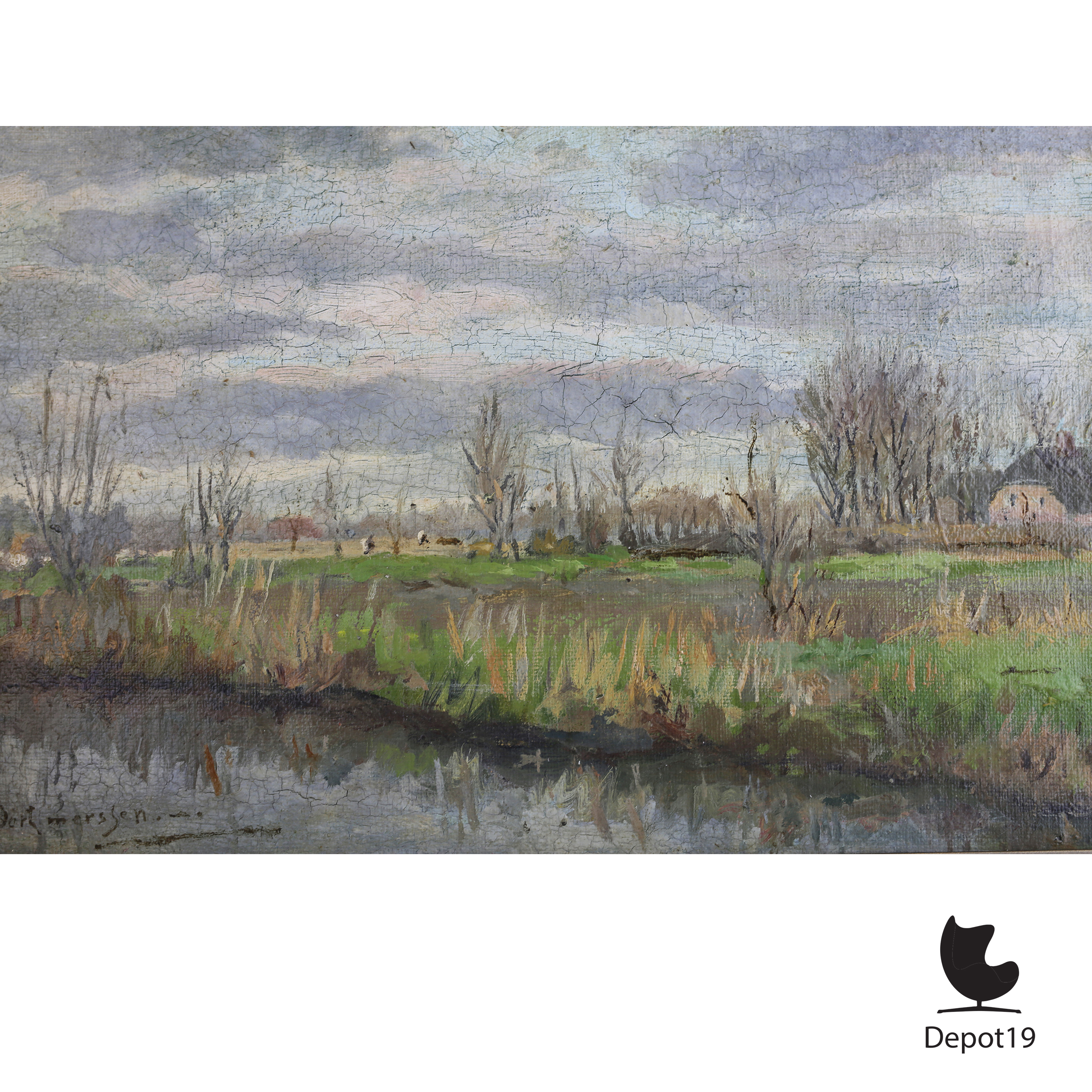 Jacobus van Oortmerssen olieverfschilderij landschap Overijssel rond Zwolle ca 1930 1950 7