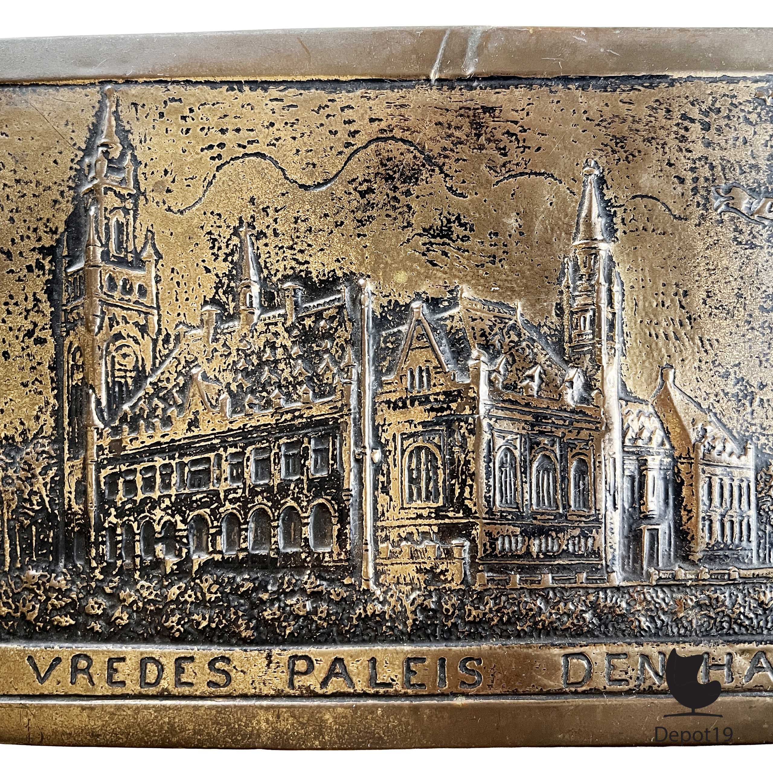 Plaquette Vredespaleis Den Haag Messing 1950s 6