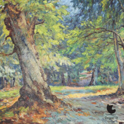 Valdemar Nielsen Bospad in Aars Skov olieverf schilderij 1933 detail