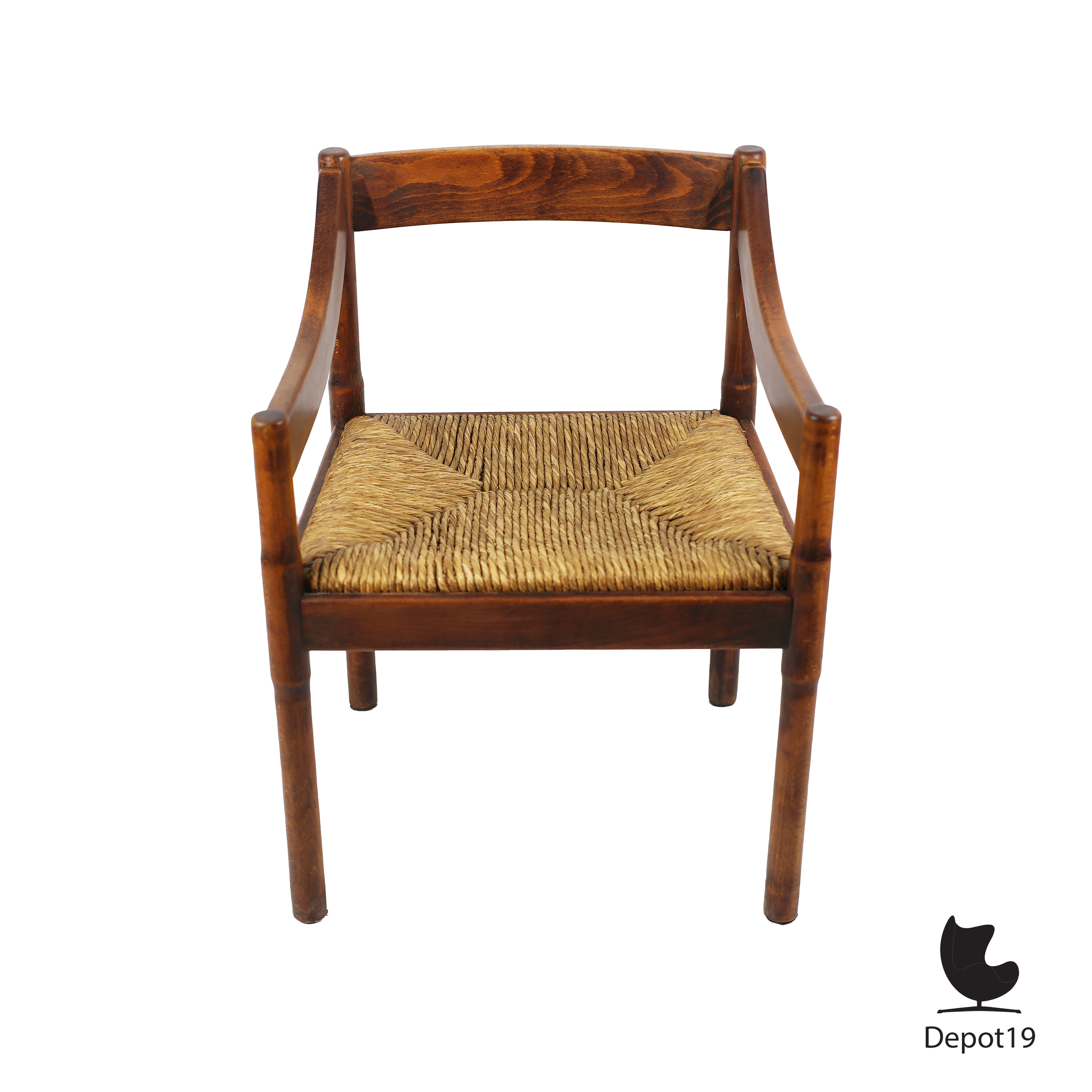 Vico Magistretti Carimate Habitat Cassina stoel klassieker | donker gebeitst hout 1970s design 7