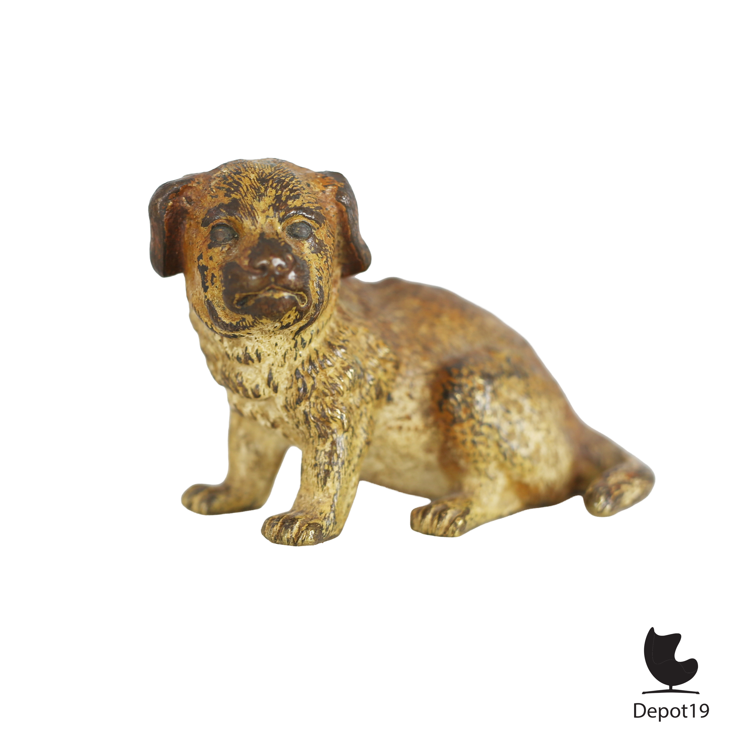 Vienna Bronze hondje Oostenrijks coldpainted miniatuur ca 1900 1