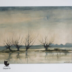 ASA Selection vaas blauw zijdeglans West Duitsland 1980s Sjoerdtje Mulder-Hak Wilgen aan de IJssel aquarel 1977 1